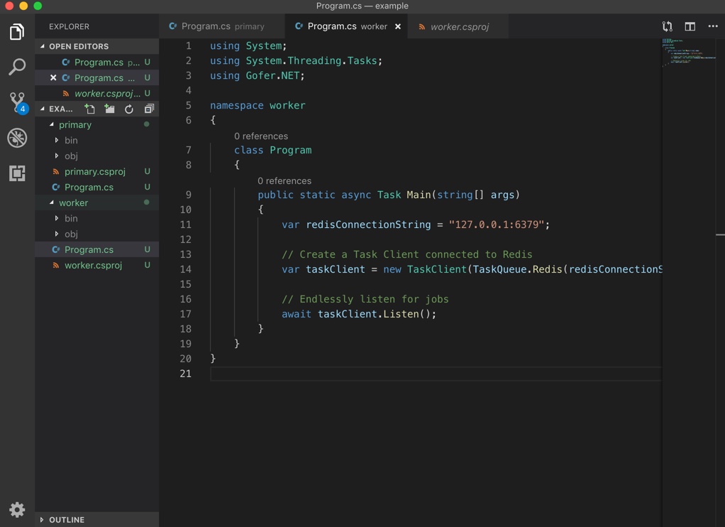 Example project in vscode.
